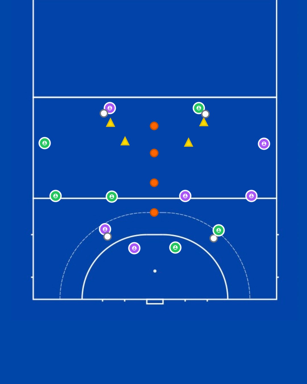 Animated hockey drill: 3 v 3 Delayed Defending