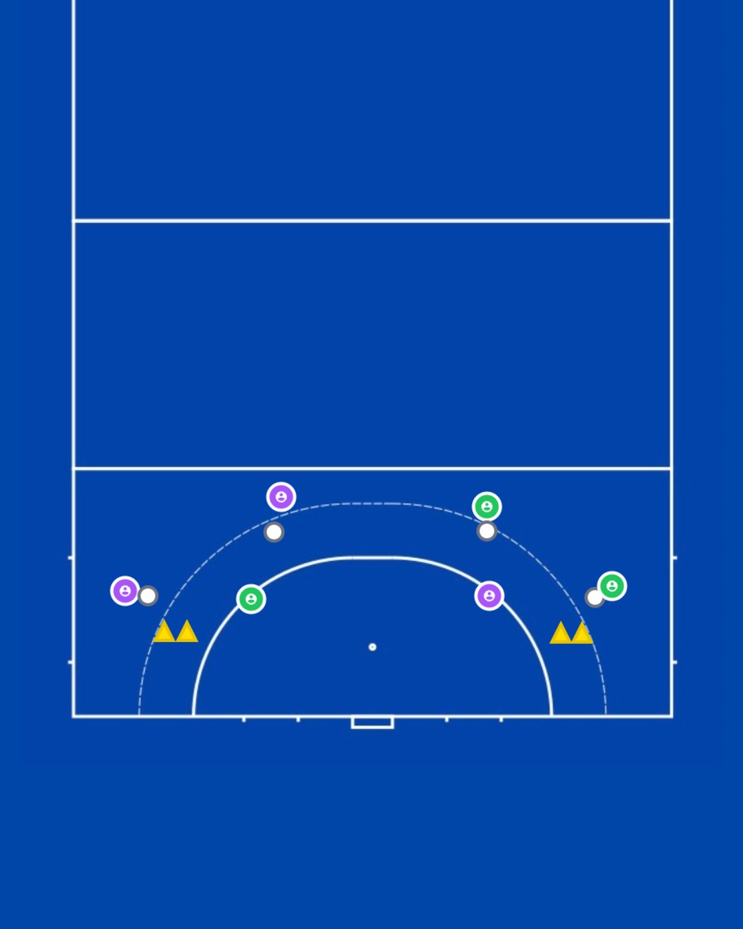 Animated hockey drill: 3 Player Connection (Both Sides With Defenders) Shooting